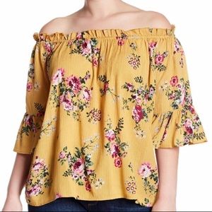 Derek Heart Off-Shoulder Ruffle Sleeve Blouse NWOT